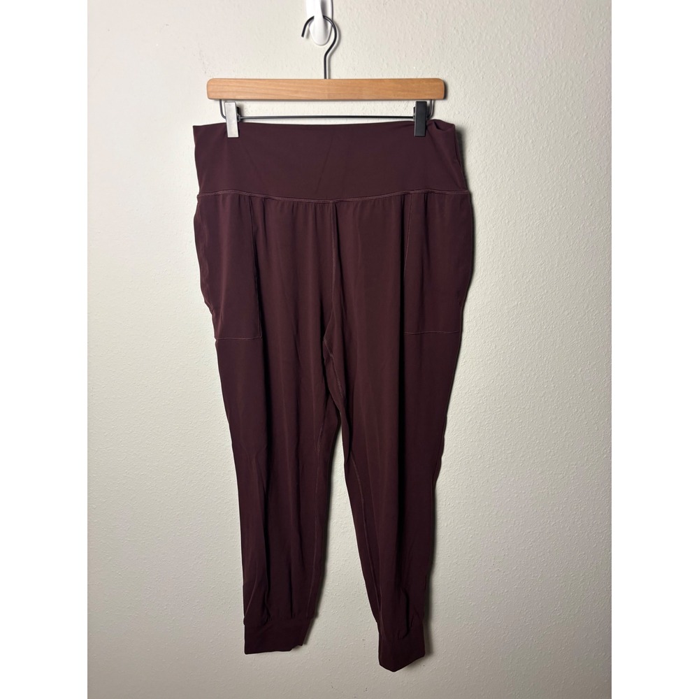 Athleta Salutation Jogger Burgundy Plum High Rise Powervita Pants Womens XL